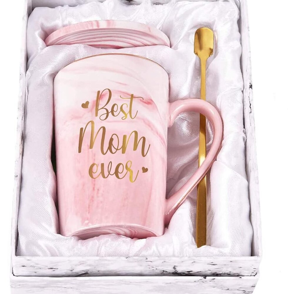 Pink 'Best‎ Mom Ever' Mug - 12oz for Mom on Christmas, Mother's Day, Birthday